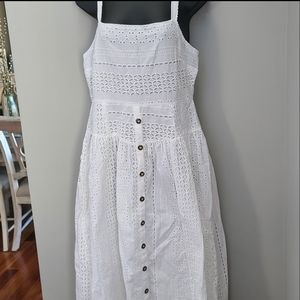 NWT ASOS White Eyelet Button-front Midi Dress, 8